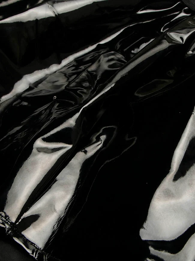 Gothic Punk ausgestellter Leder-Minirock in A-Linie mit hoher Taille und Falten