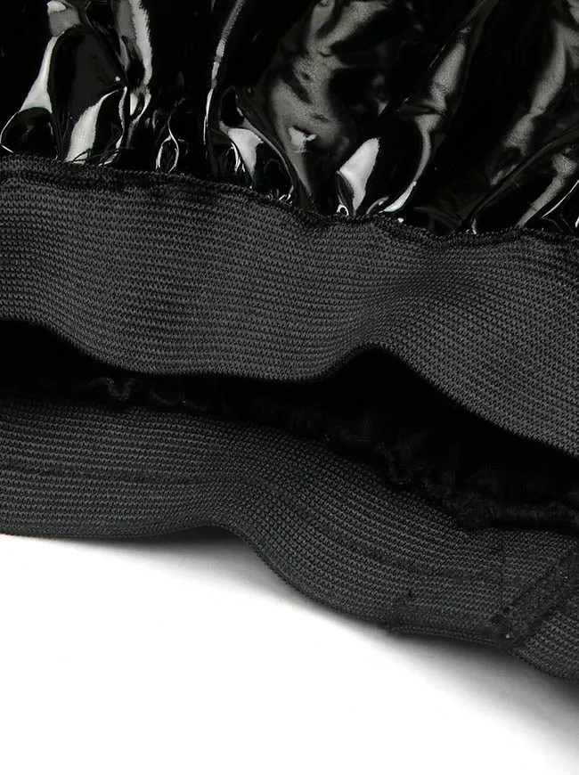 Gothic Punk ausgestellter Leder-Minirock in A-Linie mit hoher Taille und Falten