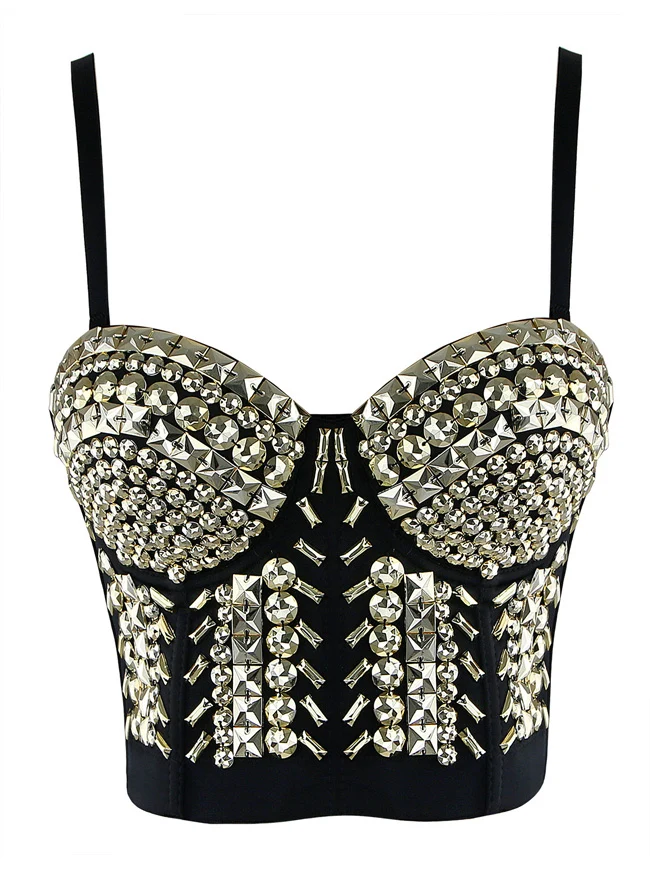 Steampunk Nieten Nieten Perlen Clubwear Bustier Crop Top BH