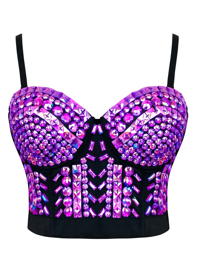 Steampunk Nieten Nieten Perlen Clubwear Bustier Crop Top BH
