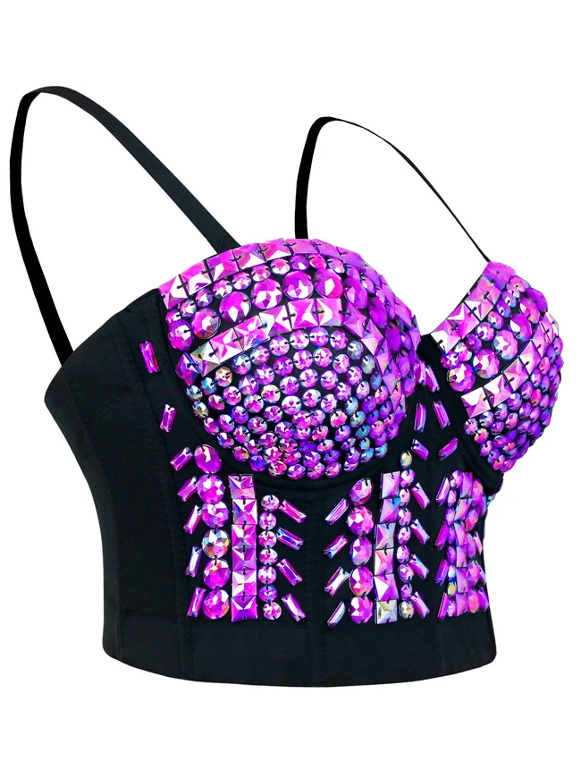 Steampunk Nieten Nieten Perlen Clubwear Bustier Crop Top BH
