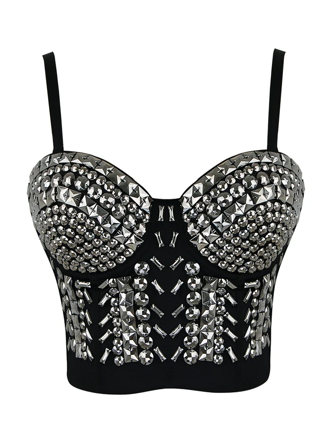 Steampunk Nieten Nieten Perlen Clubwear Bustier Crop Top BH