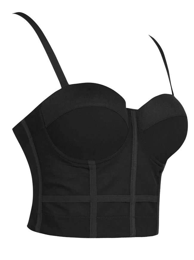 Damen Spaghettiträger Mesh Atmungsaktiv Push Up Bustier Crop Top BH