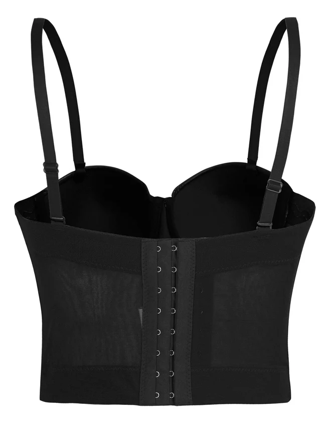 Damen Spaghettiträger Mesh Atmungsaktiv Push Up Bustier Crop Top BH
