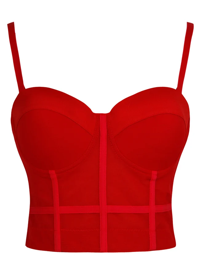 Damen Spaghettiträger Mesh Atmungsaktiv Push Up Bustier Crop Top BH