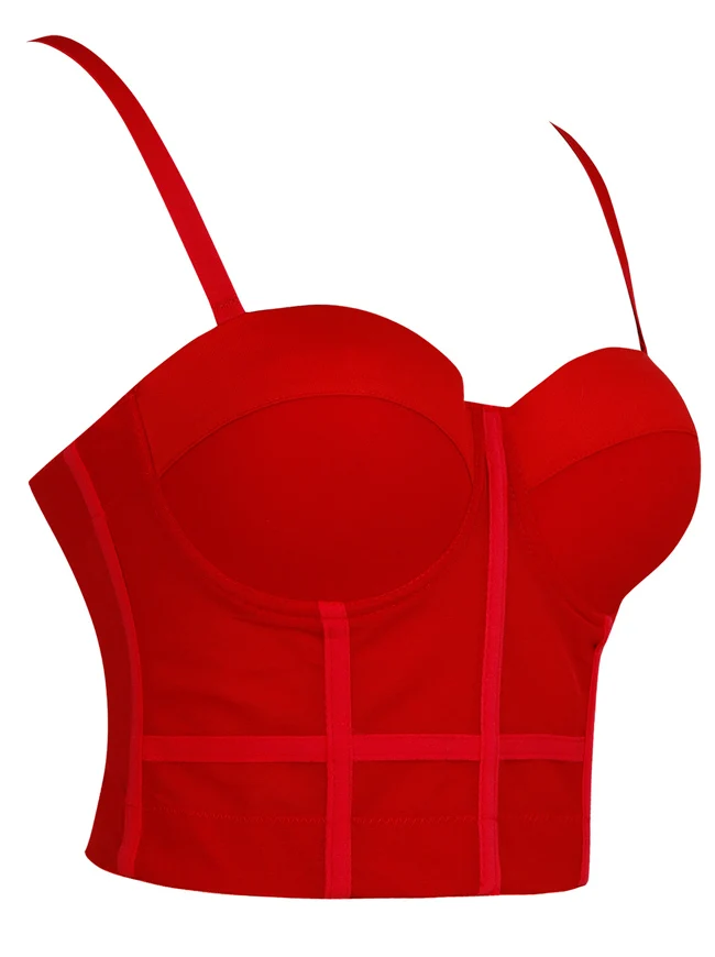 Damen Spaghettiträger Mesh Atmungsaktiv Push Up Bustier Crop Top BH