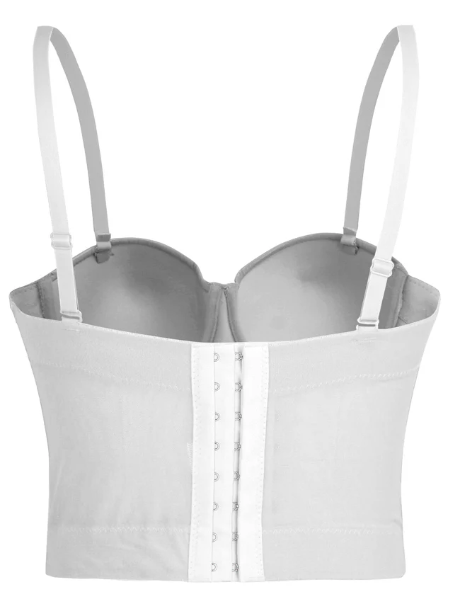 Damen Spaghettiträger Mesh Atmungsaktiv Push Up Bustier Crop Top BH