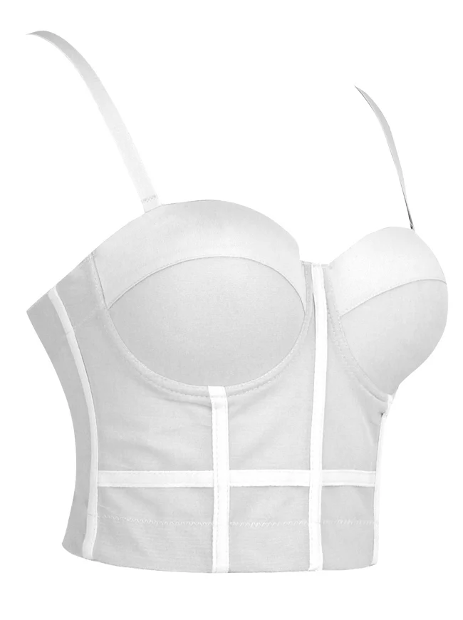 Damen Spaghettiträger Mesh Atmungsaktiv Push Up Bustier Crop Top BH