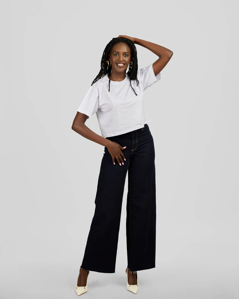 Princess Affair Plain Round Neck Crop Tshirt - White