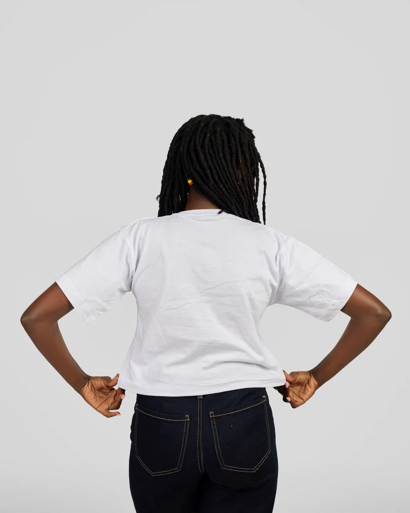 Princess Affair Plain V-neck Crop Tshirt - White