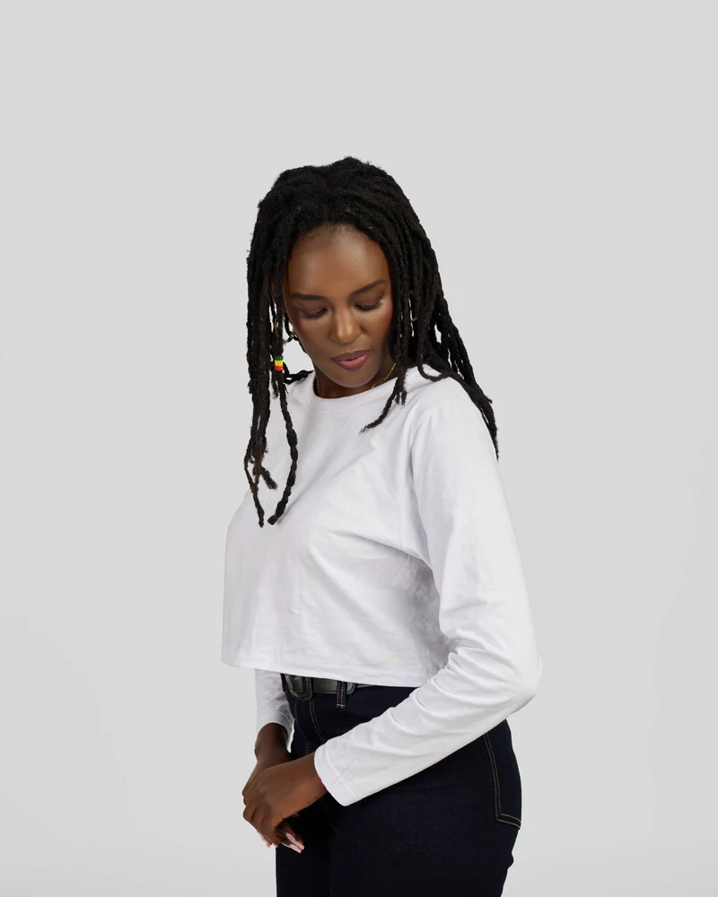 Princess Affair Plain Longsleeved Crop Tshirt - White
