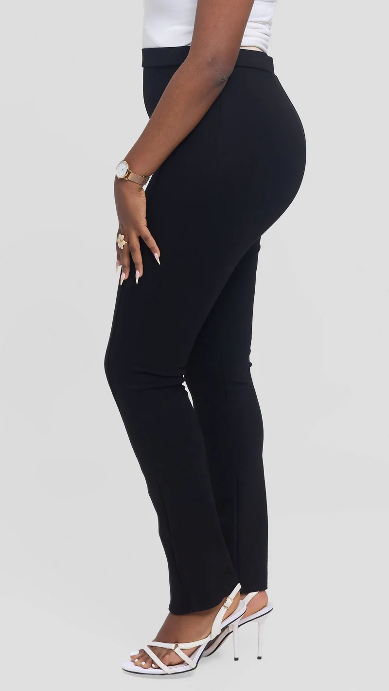 Vivo Panelled Straight Leg Pants in Ponte - Black