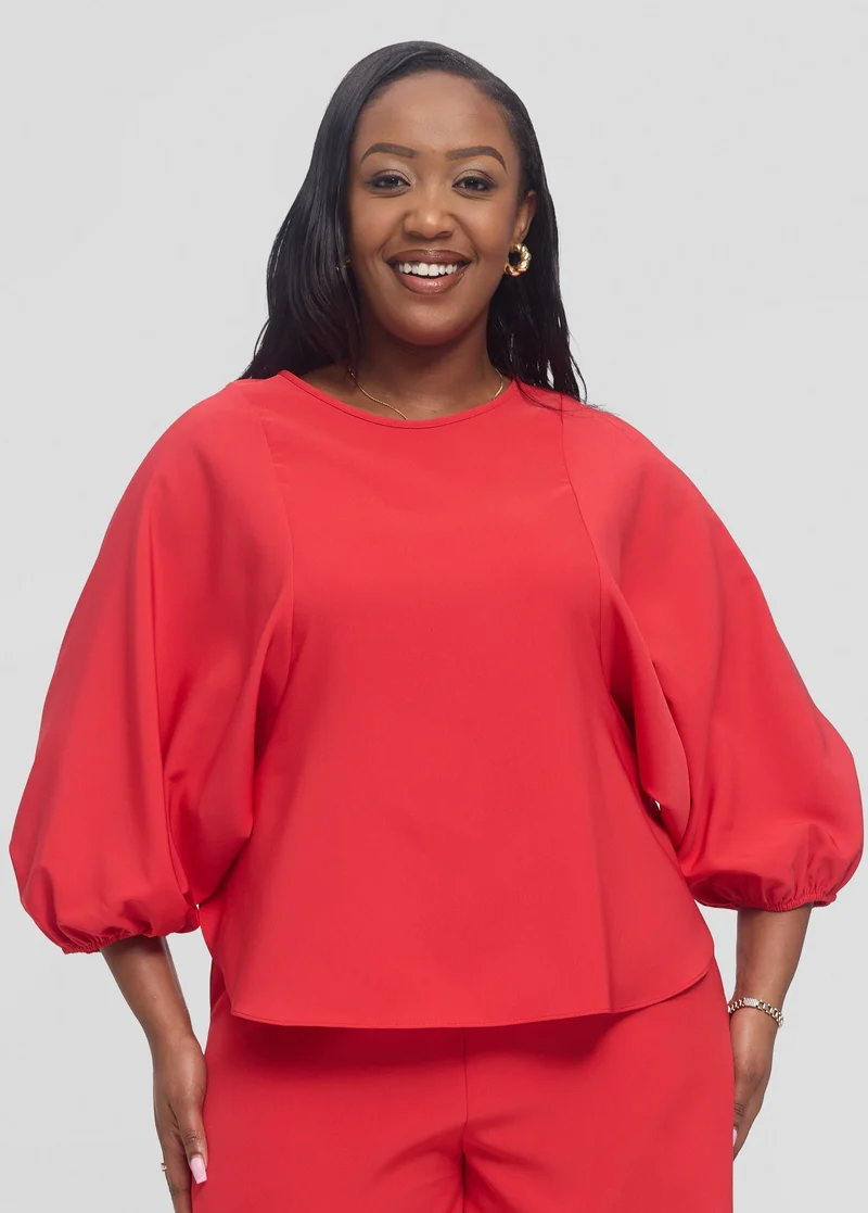 Vivo Dolman Top in Crepe - Red
