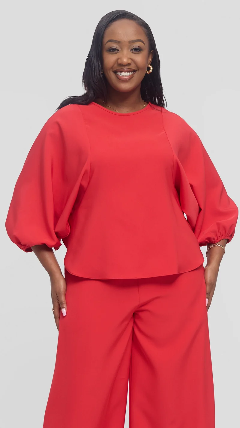 Vivo Dolman Top in Crepe - Red