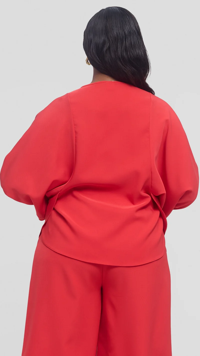 Vivo Dolman Top in Crepe - Red