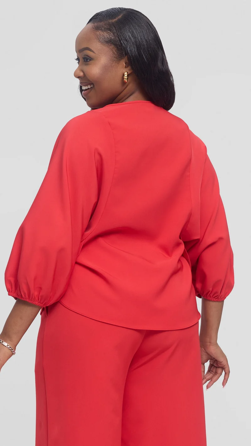 Vivo Dolman Top in Crepe - Red