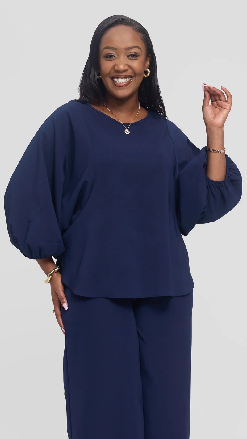 Vivo Dolman Top in Crepe - Navy Blue