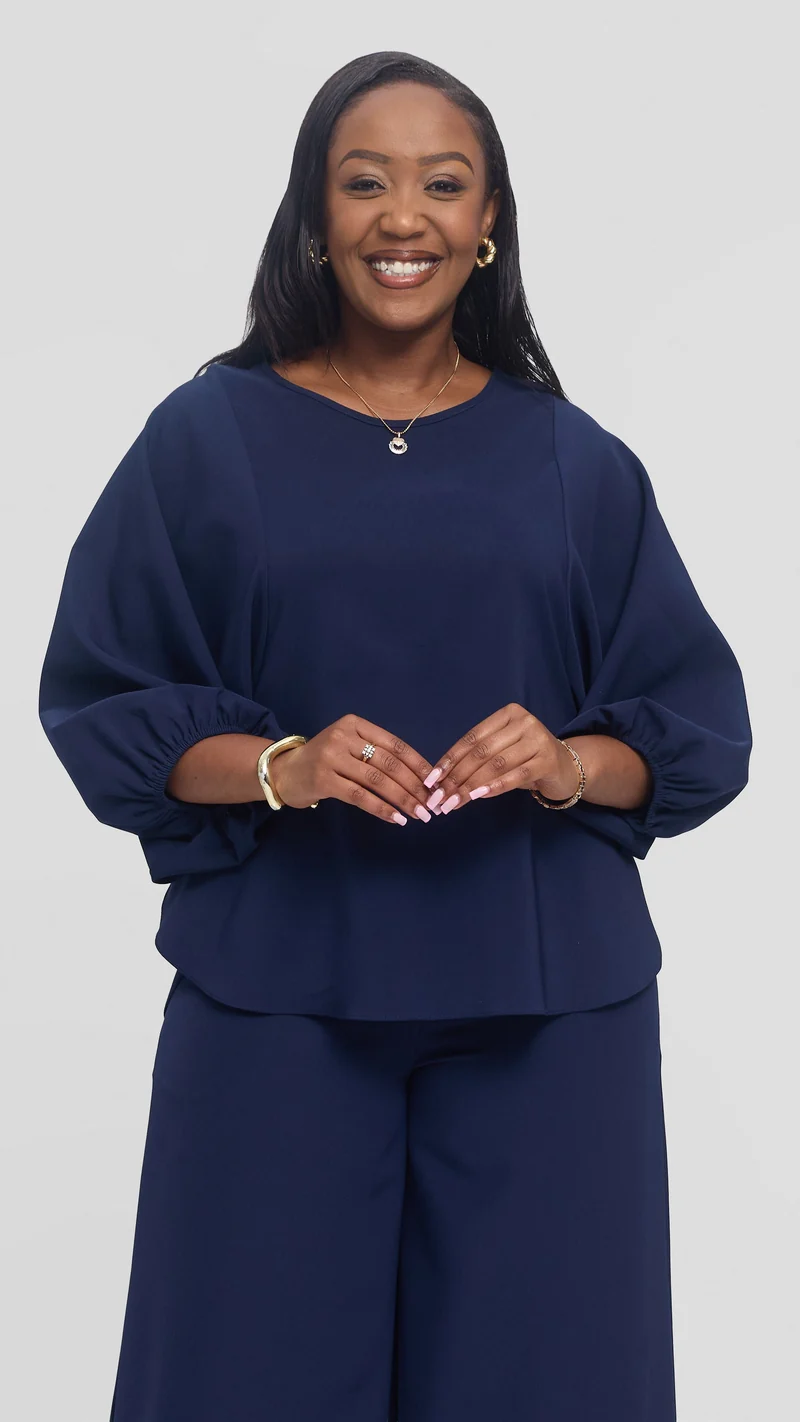 Vivo Dolman Top in Crepe - Navy Blue