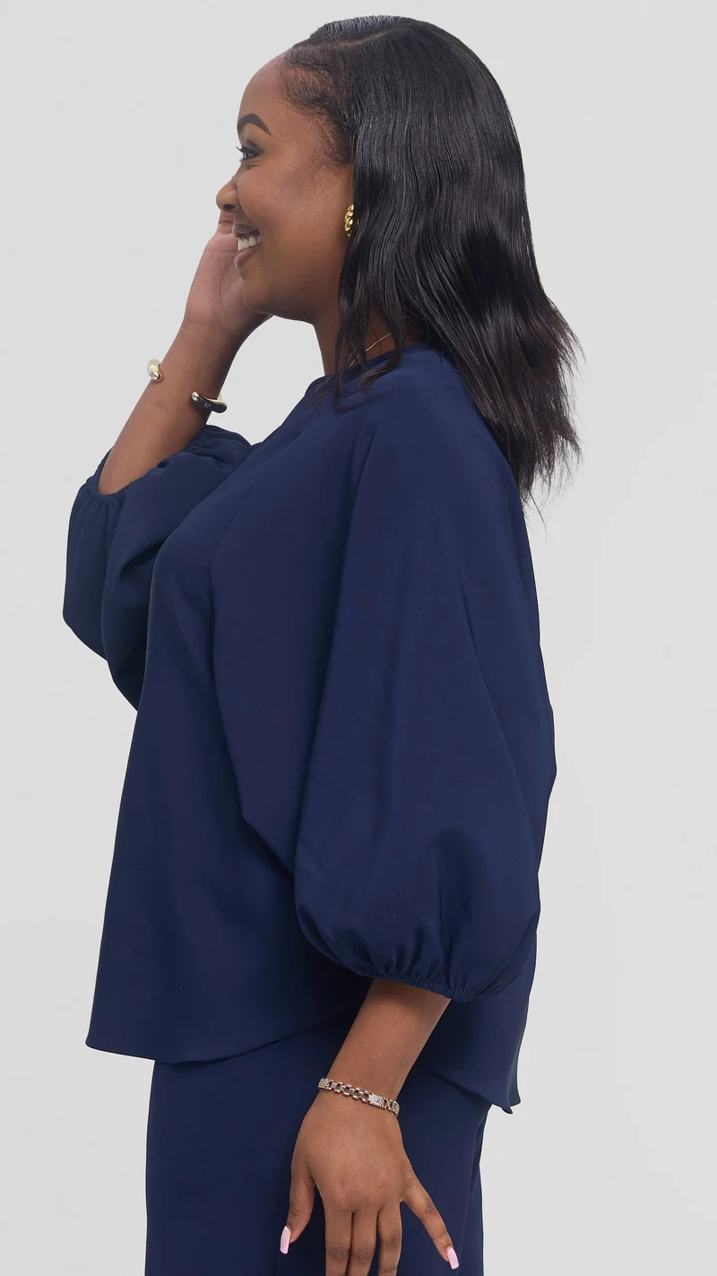 Vivo Dolman Top in Crepe - Navy Blue