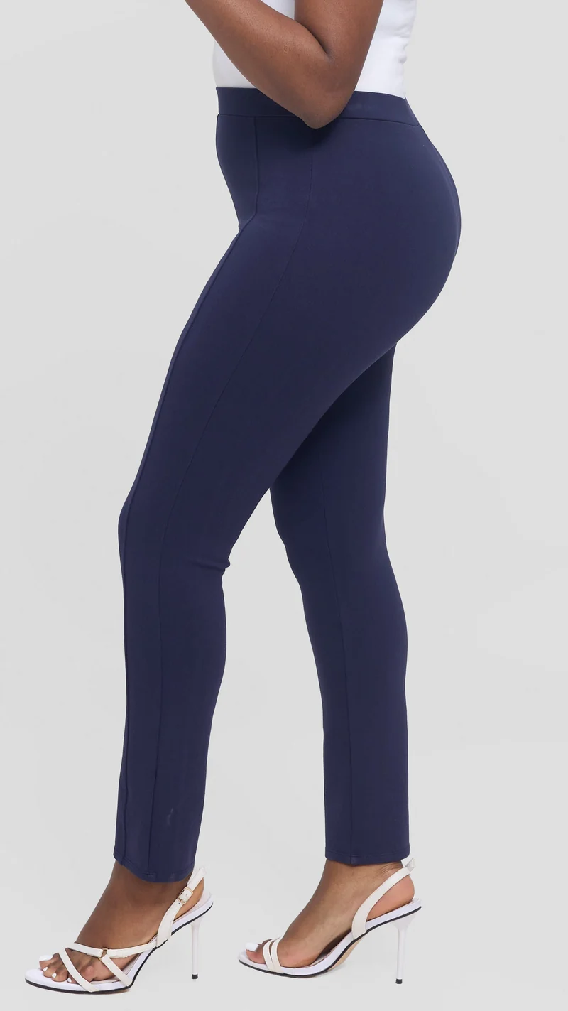 Vivo Panelled Straight Leg Pants in Ponte - Navy Blue