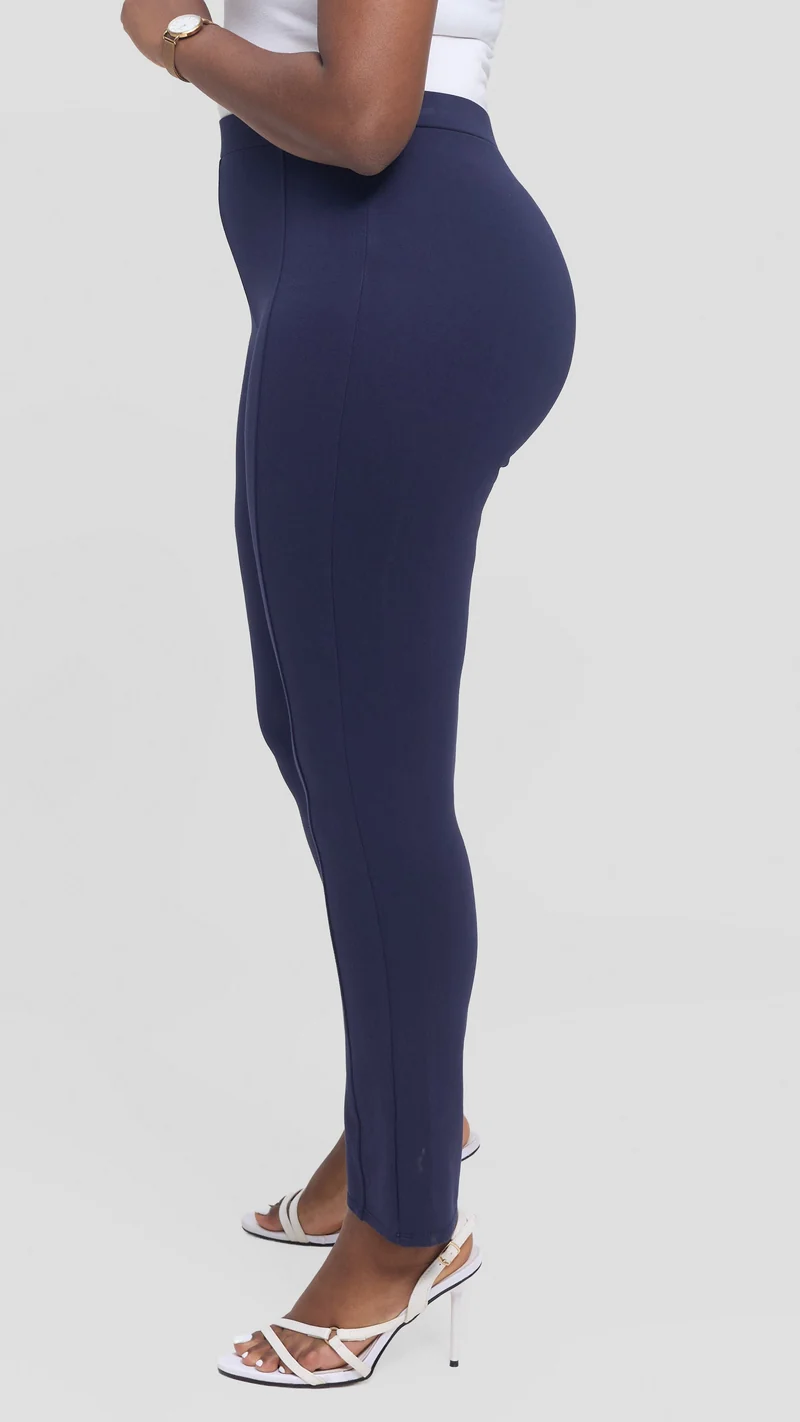 Vivo Panelled Straight Leg Pants in Ponte - Navy Blue