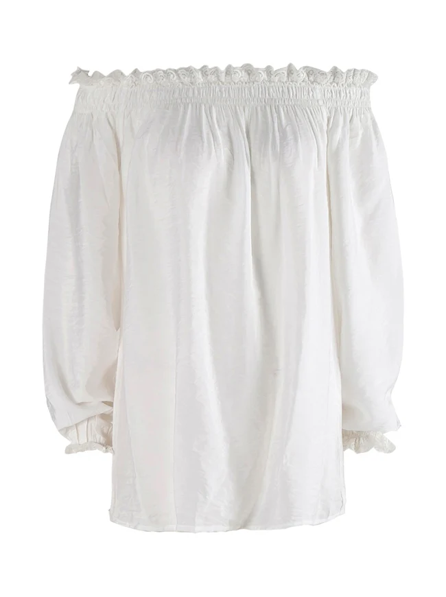 Langärmlige Baumwolle Off Shoulder Peasant Tops Bluse Shirt
