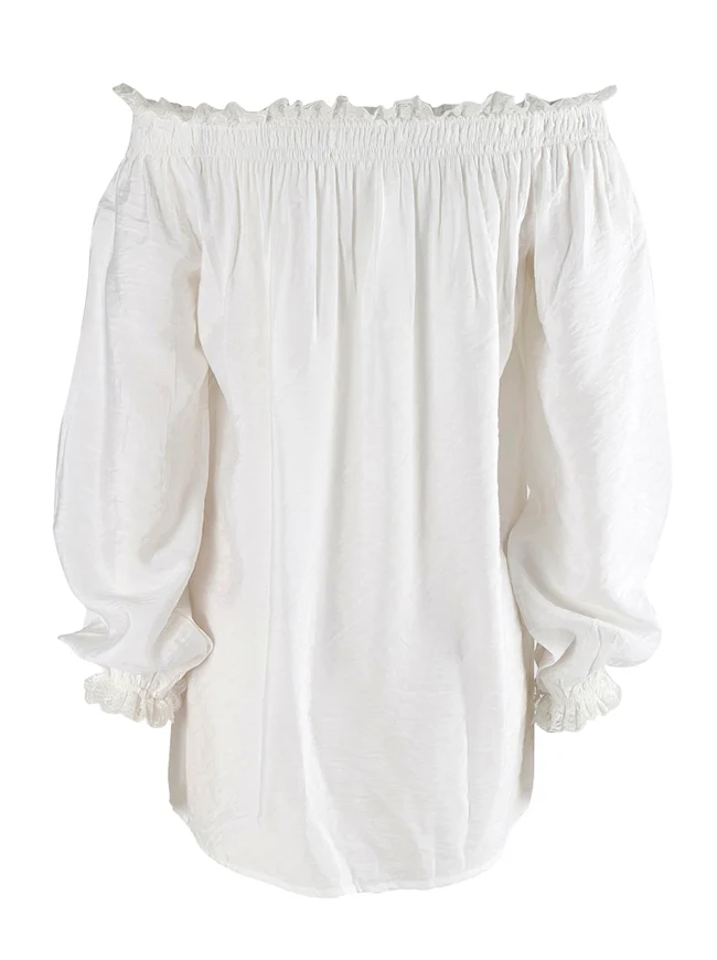 Langärmlige Baumwolle Off Shoulder Peasant Tops Bluse Shirt