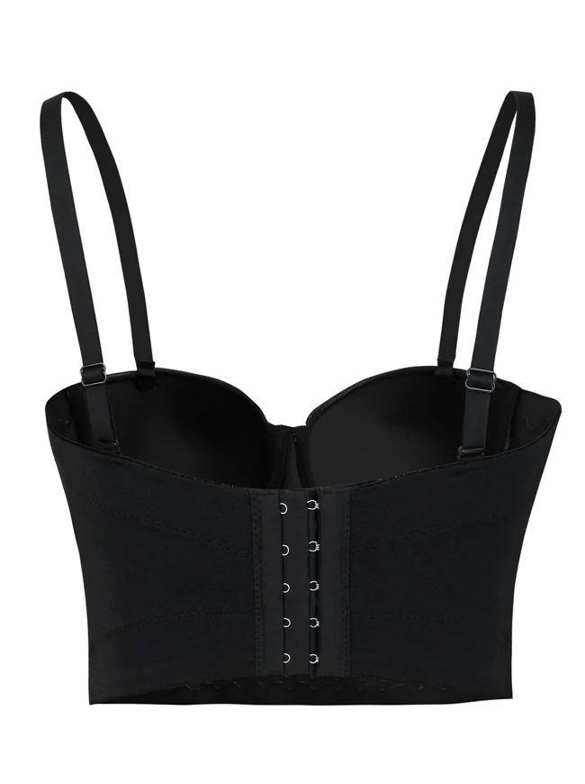 Steampunk Metallic Perlen gepolstert Push Up Bustier Crop Top BH