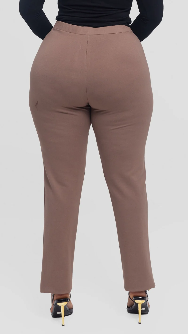 Vivo Panelled Straight Leg Pants in Ponte - Taupe