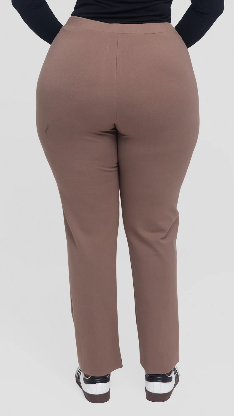 Vivo Panelled Straight Leg Pants in Ponte - Taupe