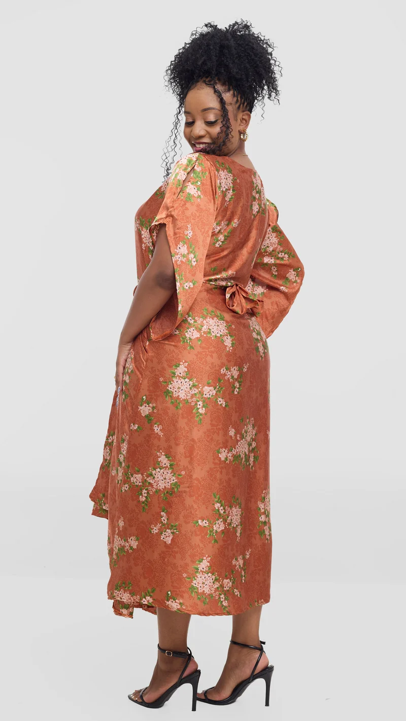 Silk House Collection Elodie Kaftan - Orange Abstract