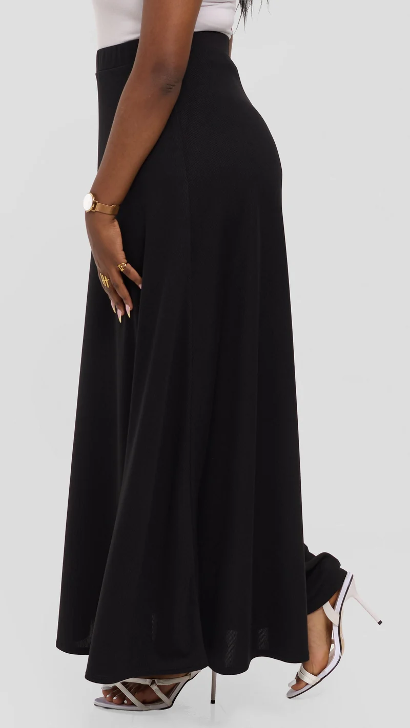 Vivo Tanda Maxi Skirt in Stretch Rib - Black