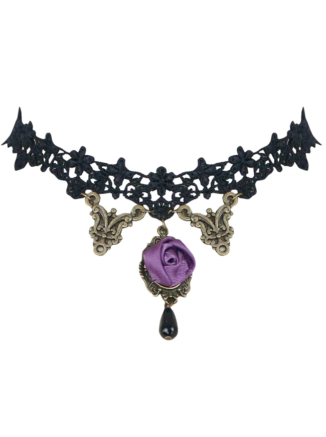 Steampunk Zubehör Kostüm Cosplay Spitze Choker Perlen Kette dekorative Halskette