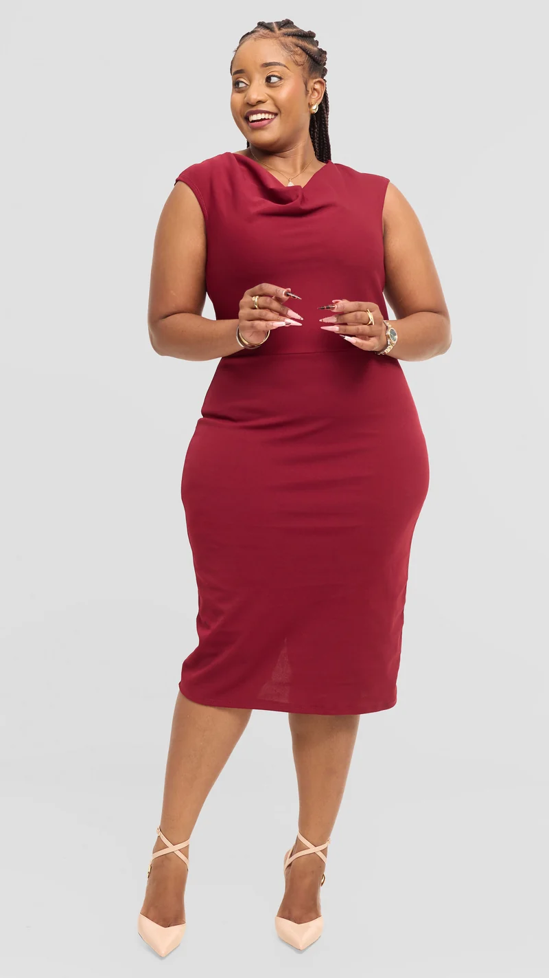Lizola Avah Bodycon Dress - Maroon