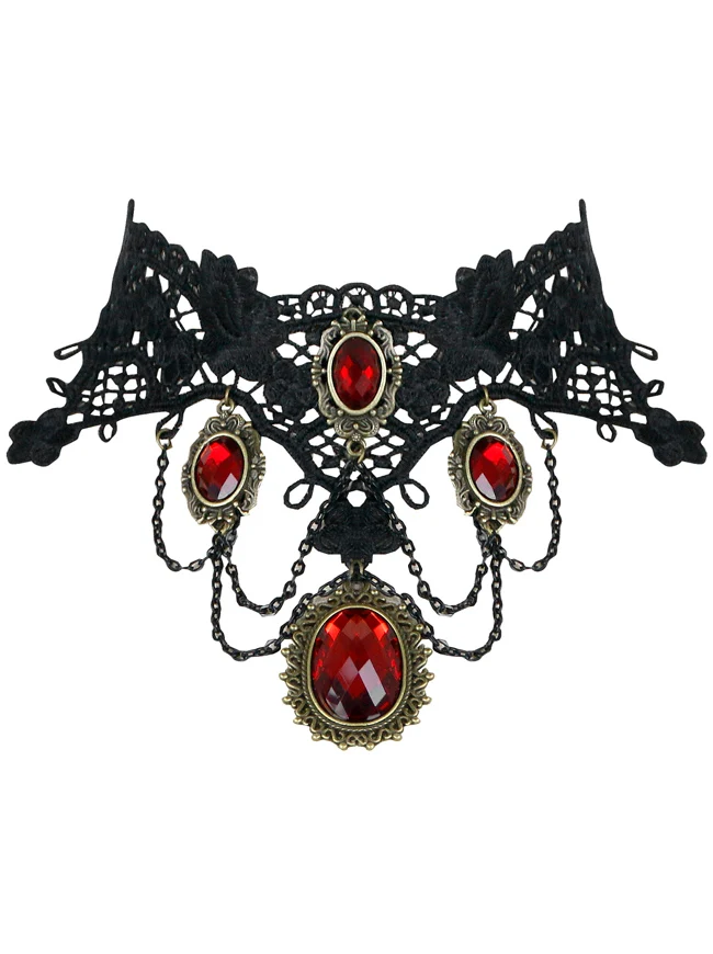 Steampunk Zubehör Kostüm Cosplay Spitze Choker Perlen Kette dekorative Halskette