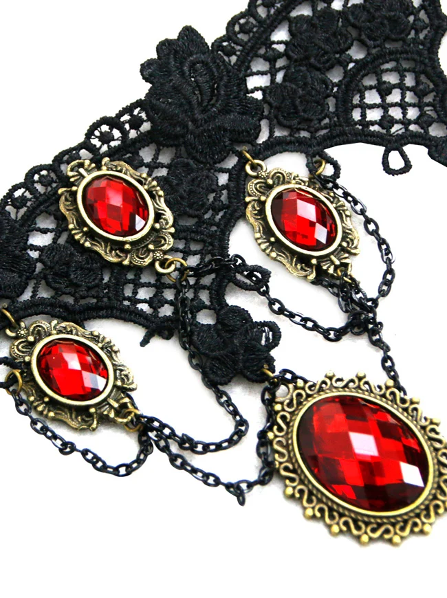Steampunk Zubehör Kostüm Cosplay Spitze Choker Perlen Kette dekorative Halskette
