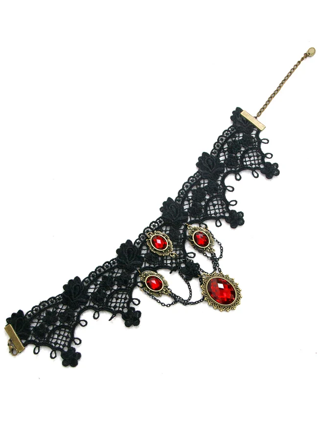 Steampunk Zubehör Kostüm Cosplay Spitze Choker Perlen Kette dekorative Halskette