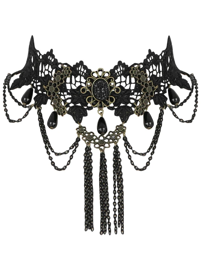 Steampunk Zubehör Kostüm Cosplay Spitze Choker Perlen Kette dekorative Halskette