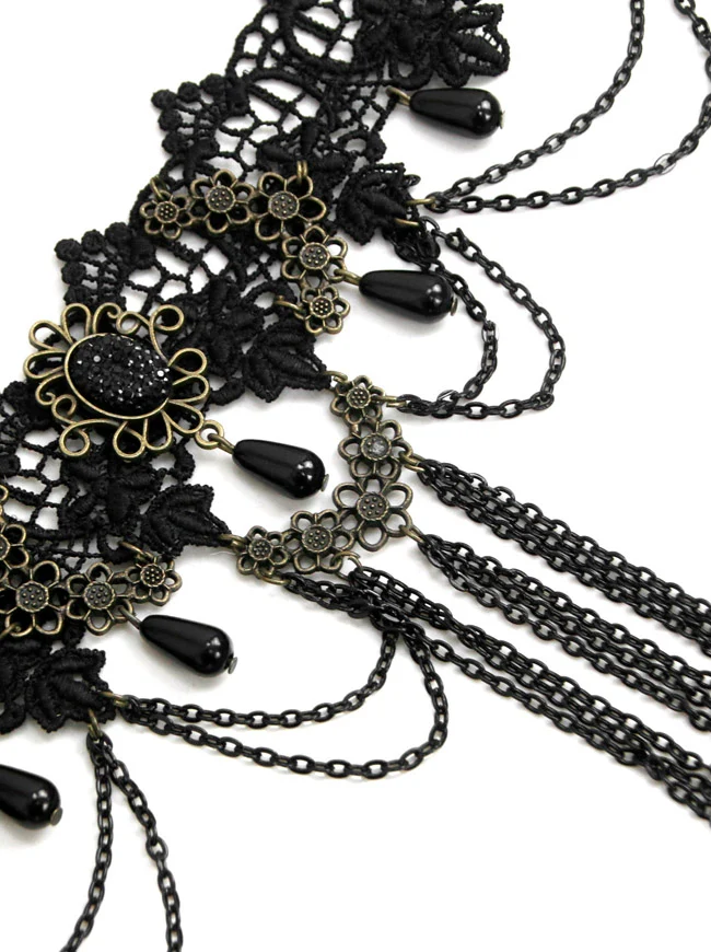 Steampunk Zubehör Kostüm Cosplay Spitze Choker Perlen Kette dekorative Halskette