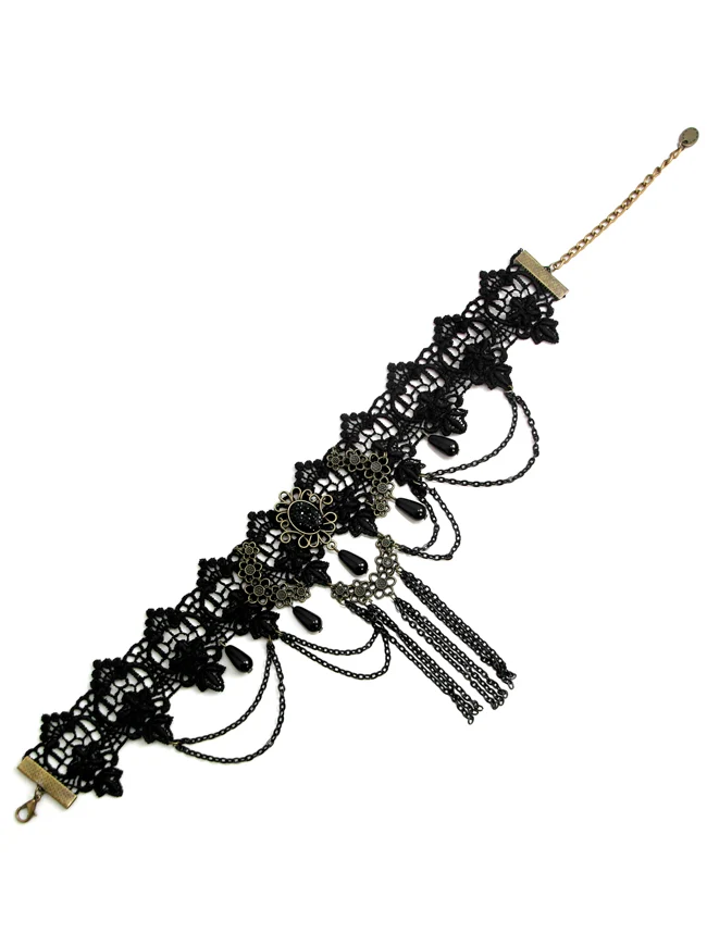 Steampunk Zubehör Kostüm Cosplay Spitze Choker Perlen Kette dekorative Halskette