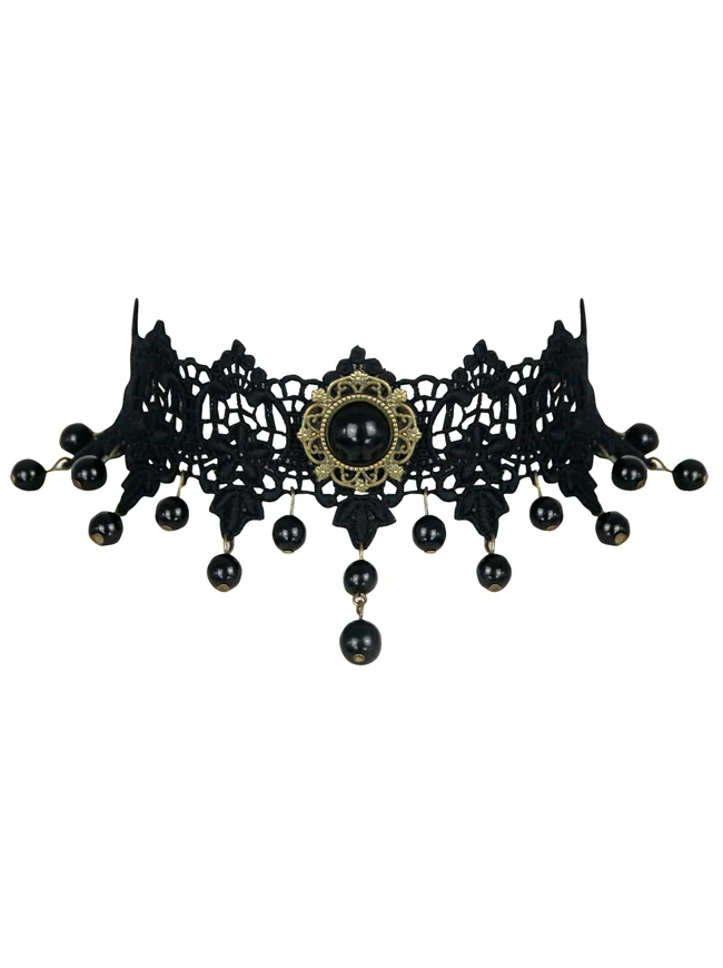 Steampunk Zubehör Kostüm Cosplay Spitze Choker Perlen Kette dekorative Halskette
