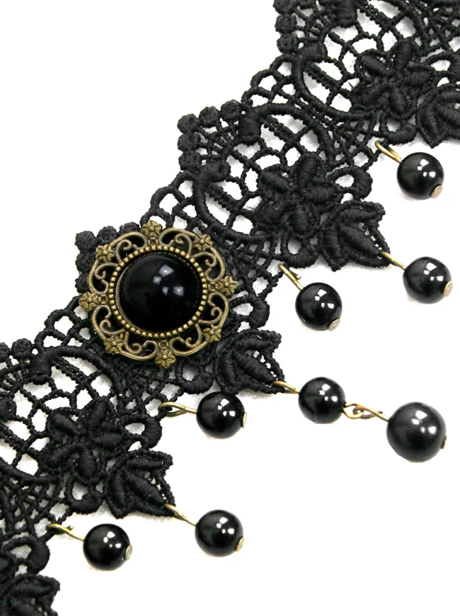 Steampunk Zubehör Kostüm Cosplay Spitze Choker Perlen Kette dekorative Halskette