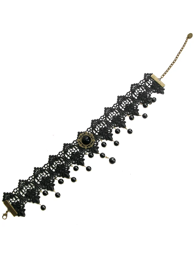 Steampunk Zubehör Kostüm Cosplay Spitze Choker Perlen Kette dekorative Halskette