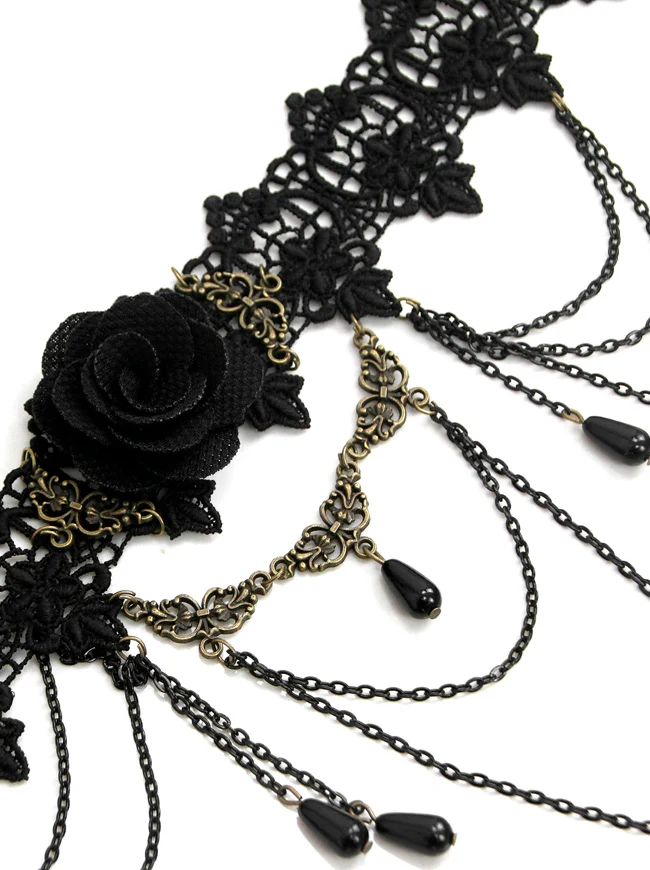 Steampunk Zubehör Kostüm Cosplay Spitze Choker Perlen Kette dekorative Halskette