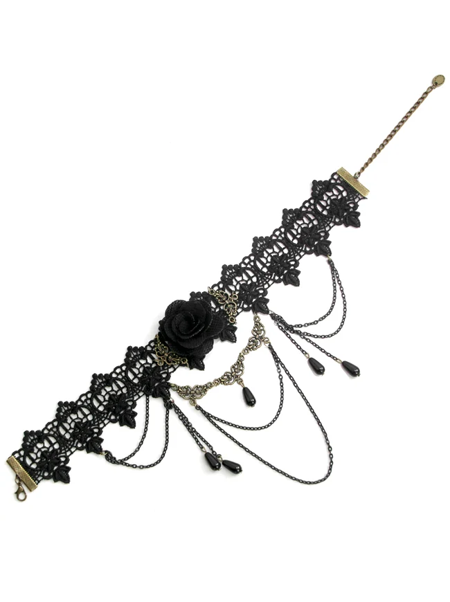 Steampunk Zubehör Kostüm Cosplay Spitze Choker Perlen Kette dekorative Halskette