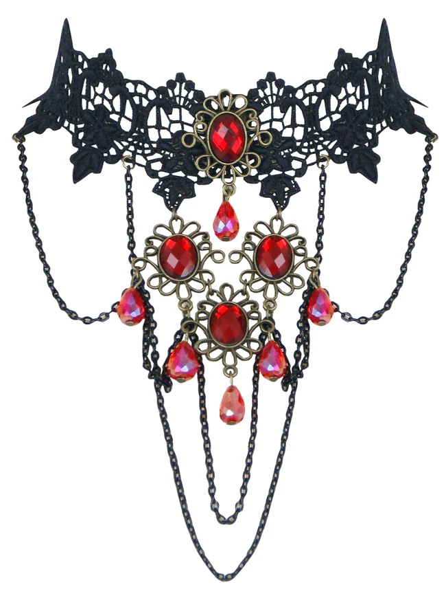 Steampunk Zubehör Kostüm Cosplay Spitze Choker Perlen Kette dekorative Halskette