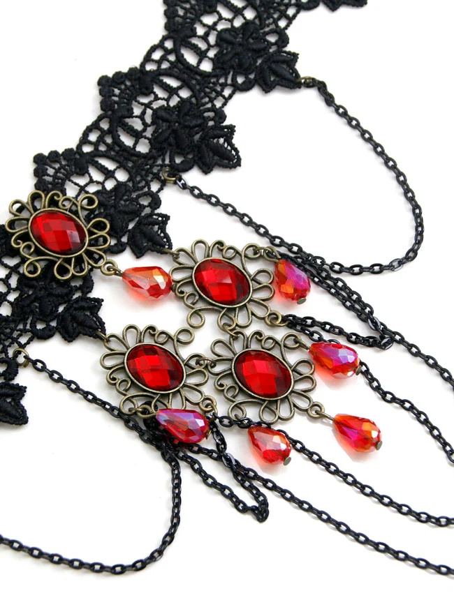 Steampunk Zubehör Kostüm Cosplay Spitze Choker Perlen Kette dekorative Halskette