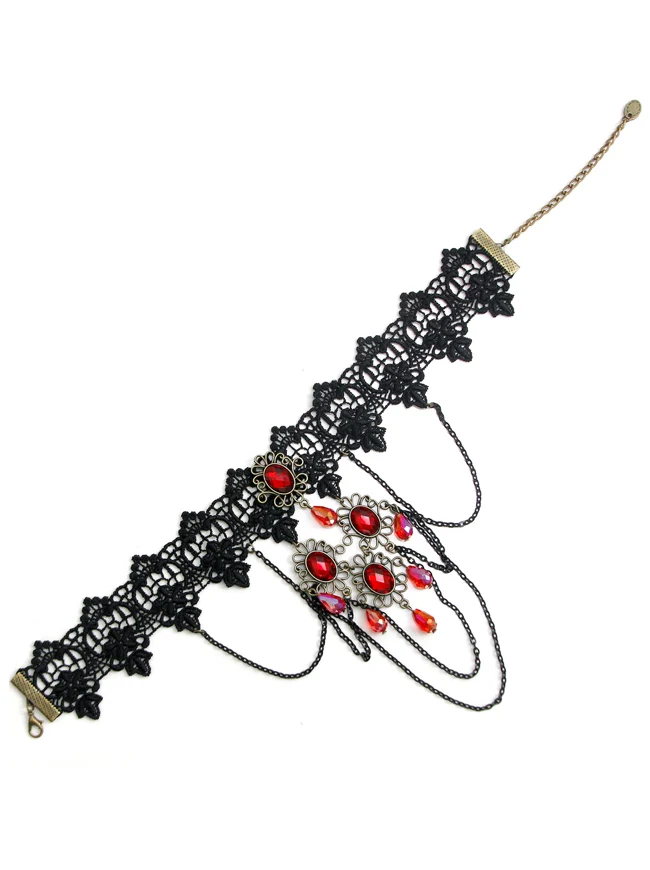 Steampunk Zubehör Kostüm Cosplay Spitze Choker Perlen Kette dekorative Halskette