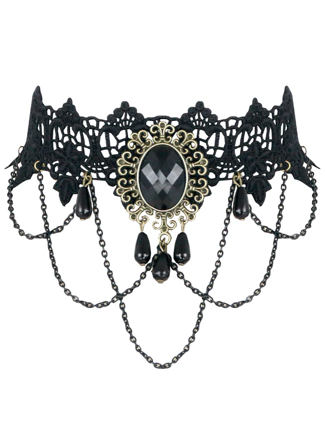 Steampunk Zubehör Kostüm Cosplay Spitze Choker Perlen Kette dekorative Halskette