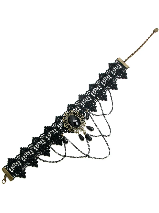 Steampunk Zubehör Kostüm Cosplay Spitze Choker Perlen Kette dekorative Halskette